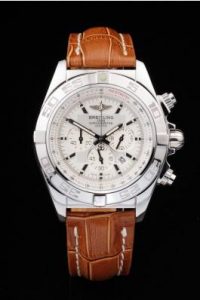Breitling-Chronomat-White-Surface-Leather-Strap-Watch-BC2284-88